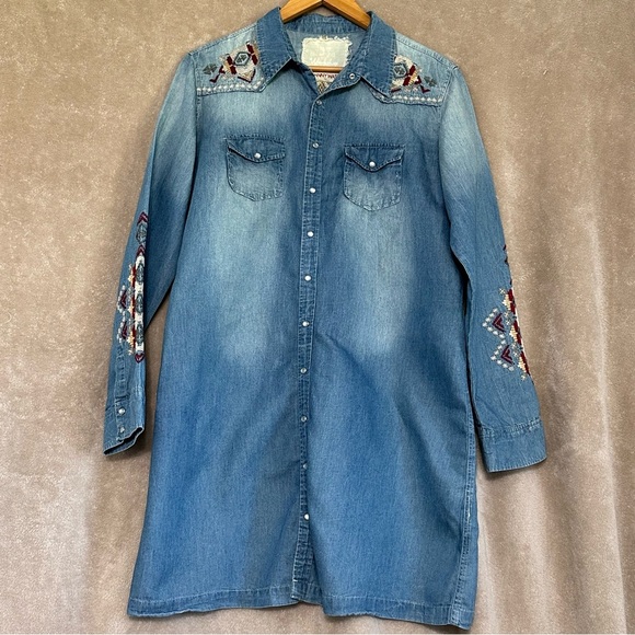 Johnny Was 3J Workshop Embroidered Denim Dress - Picture 1 of 13